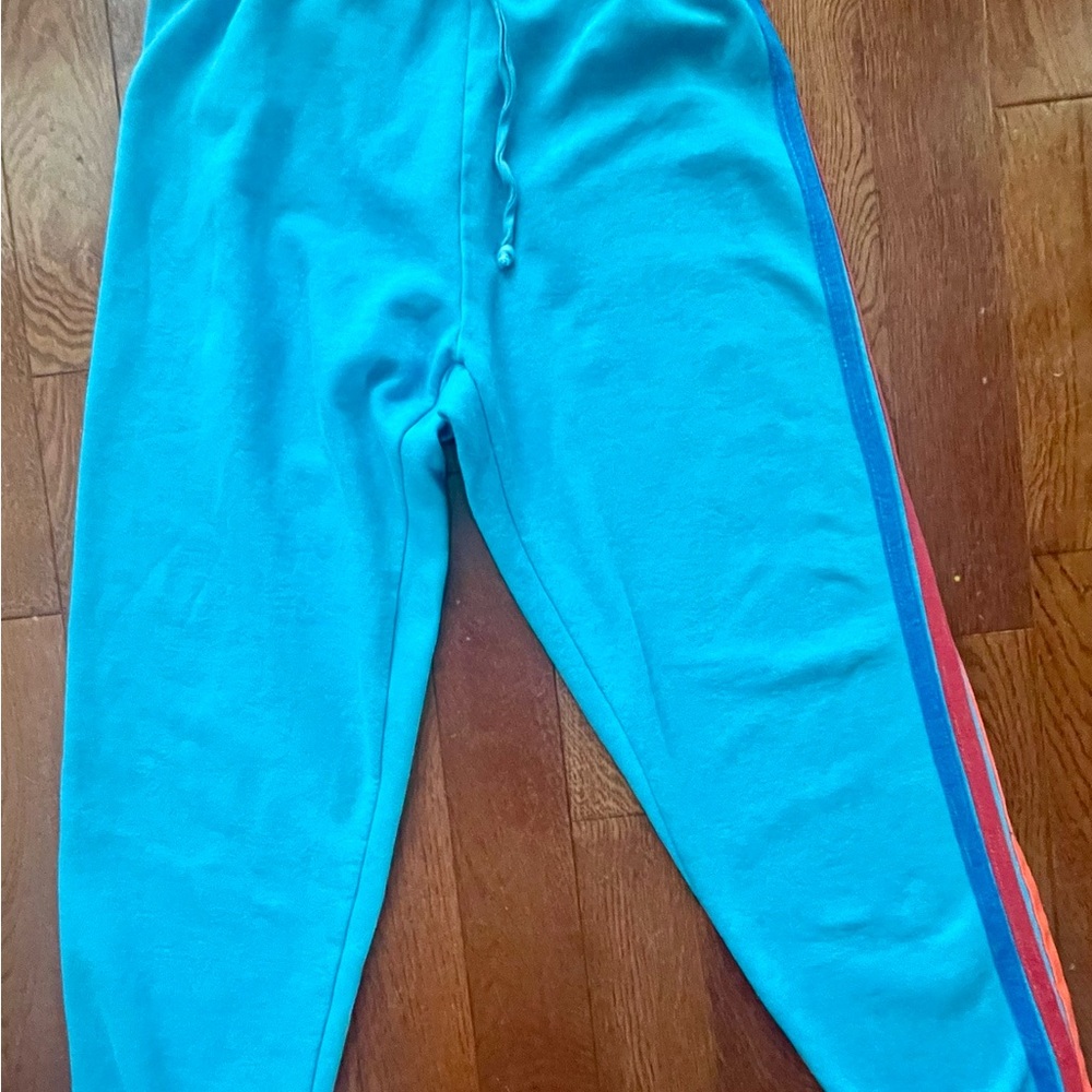 Aviator Nation Women’s Turquoise Joggers with Stripes